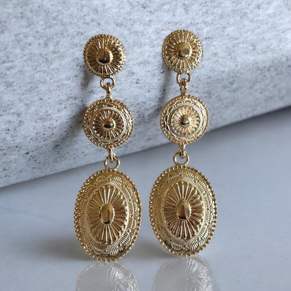 Vintage Long Dangle Earrings - Picture 2 of 4